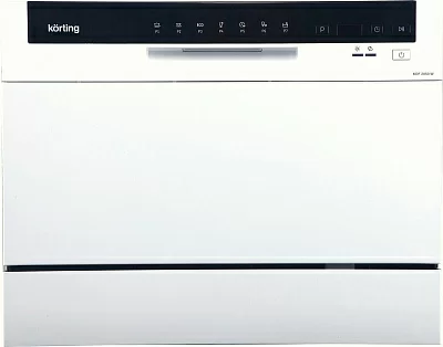 Посудомоечная машина KORTING KDF 2050 W.настольная, А+/А/А, электронное управление LED индикаторы, 7 прогр., 6 компл., таймер отложенного старта 1-24 часов, защита от протечек, прграмма самоочистки, возможность подключения к горячей воде