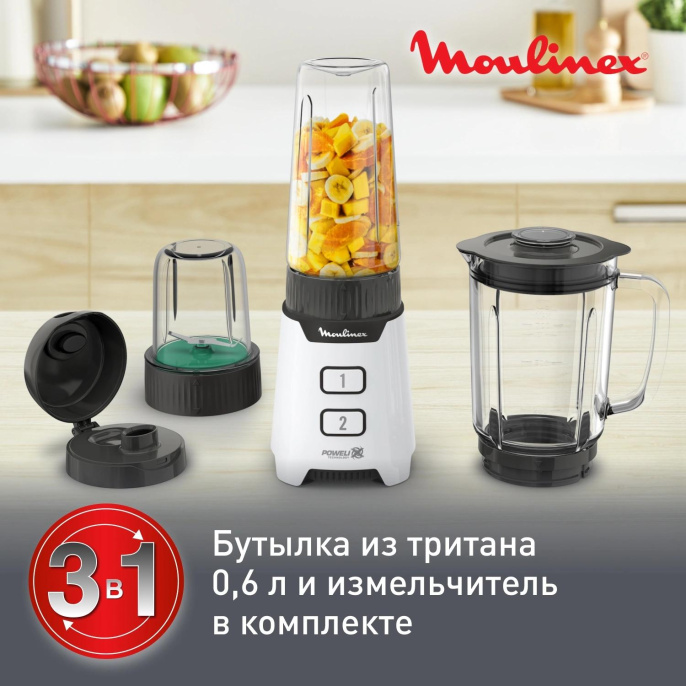 Блендер Moulinex LM16L110,  стационарный,  черный/белый