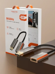 Адаптер CABLETIME CP80A (CT-DMHF8K-ZG) Zinc DP TO HDMI 8K/60 Гц