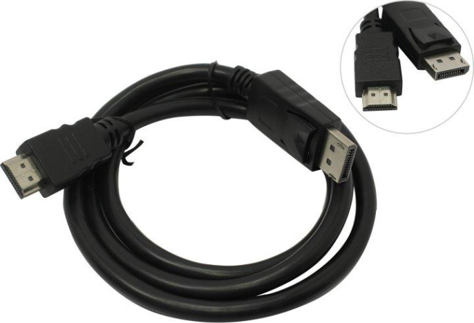 Кабель DisplayPort-HDMI GEMBIRD/CABLEXPERT CC-DP-HDMI-1M черный 1м, 20M/19M, экран, пакет CC-DP-HDMI-1M