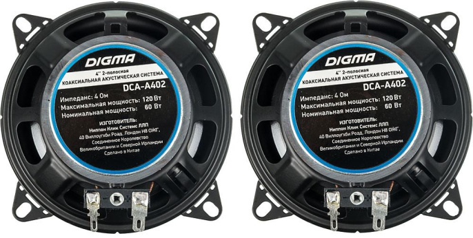 Колонки автомобильные DIGMA DCA-A402,  10 см (4 дюйм.),  комплект 2 шт.