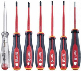 Набор трехгранных отверток VDE SL/PZ/PH + тестер напряжения - 7 ед. Milwaukee 4932478738