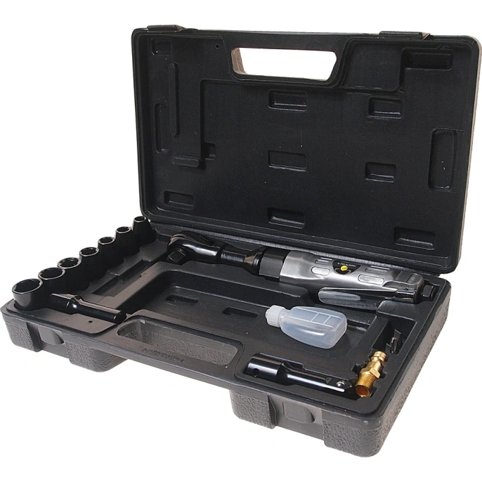 Пневмотрещотка ЭВРИКА с набором ударных головок 17 предметов 9-19мм ER-85220K