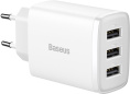 Сетевое зарядное устройство Baseus CCXJ020102 Compact Charger 3U 17W (модель CCCP17UE) White (выход USB1/USB2/USB3: 5V = 2,4A (12 Вт), вход:AC100-240V, 50/60 Гц, 0,7A Макс., материал: поликарбонат)
