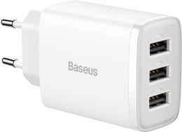 Сетевое зарядное устройство Baseus CCXJ020102 Compact Charger 3U 17W (модель CCCP17UE) White (выход USB1/USB2/USB3: 5V = 2,4A (12 Вт), вход:AC100-240V, 50/60 Гц, 0,7A Макс., материал: поликарбонат)