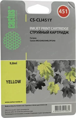 Картридж Cactus CS-CLI451Y Yellow для Canon MG 6340/5440 IP7240