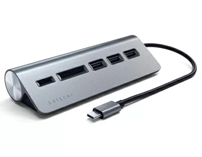 Док-станция Satechi Type-C Aluminum USB 3.0 Hub and Card Reader ST-TCHCRM (3xUSB 3.0, SD, micro-SD) Серый