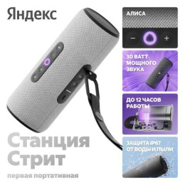 Умная колонка ЯНДЕКС Станция Стрит, 30Вт, с Алисой, серый [yndx-00030gry]
