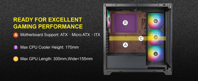 Корпус ATX AZZA Neptune, Midi-Tower, без БП,  черный [neptune csaz-491]