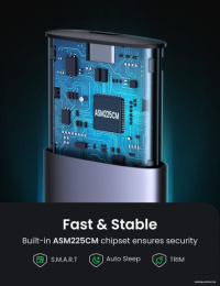 Бокс для накопителей M.2 Ugreen CM400 10902 интерфейс PCIe с поддержкой NVMe, до 2ТБ, подключение через USB 3.2 Gen2 Type-C (10 Гбит/с), корпус алюминий