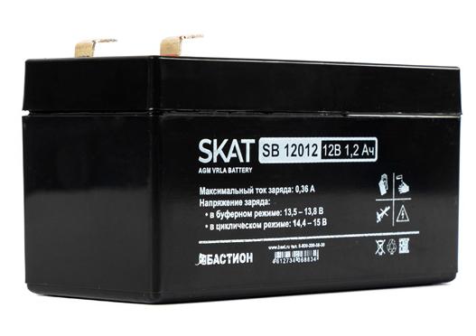 2530 Бастион SKAT SB 12012 АКБ СК 12В/1,2 Ач/F1/Срок службы 6 лет/1,5 л.г