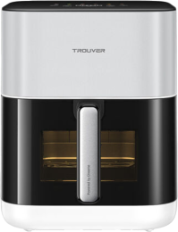 Аэрофритюрница Trouver Air Fryer FD10 Pro White VFF12A двойная система HeatSync™, циркуляция горячего воздуха при температуре 360° C, металлическая внутренняя поверхность, объем 6 л, видимое окошко, 11 предустановленных режимов приготовления, LED экран