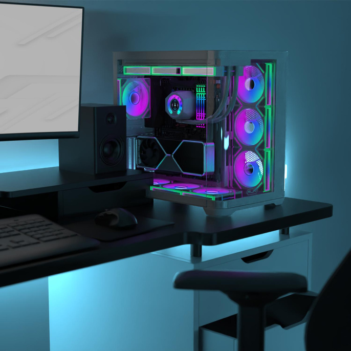 Корпус без блока питания Case Raijintek ATREUS BT4, Midi-Tower, TG, 4x120mm ARGB, 2xUSB-A 3.0 + 1xUSB Type-C , E-ATX, ATX, mATX, mITX Black 0R20B00255