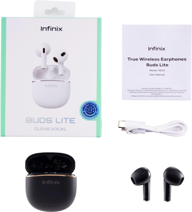 Гарнитура вкладыши Infinix XBuds XE23 черный беспроводные bluetooth в ушной раковине 10311756