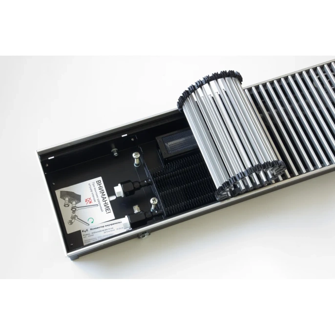 Внутрипольный конвектор KVZ с вентилятором с решеткой KVZ-Vent-230-80-2200-4V-UA/RRA-230-2200-A