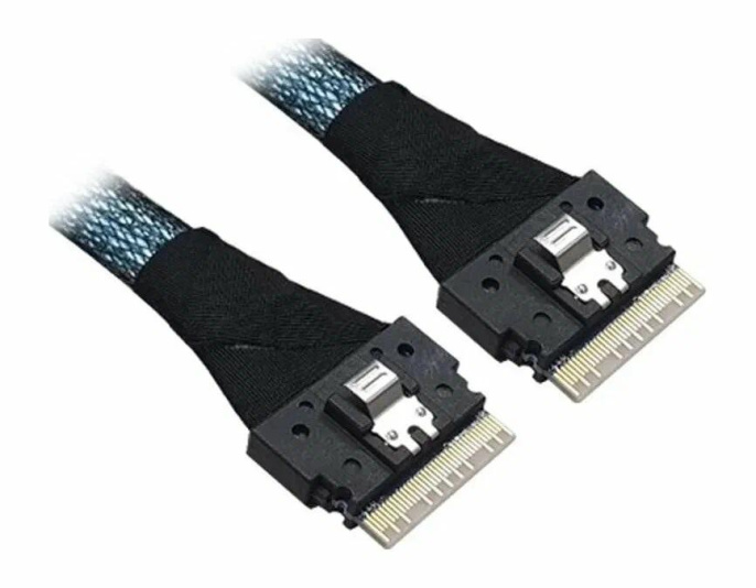 Кабель/ Cable, x8 8654 to 1x8 8654, 1M. To Controller SFF-8654 SlimSAS , To Devices/Backplane 1 x8 SFF8654 SlimSAS. (05-60007-00)