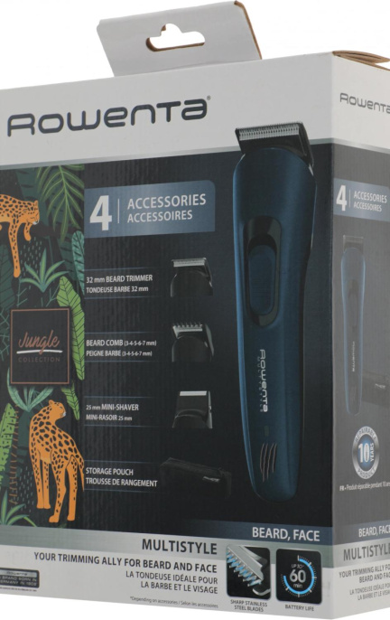 Триммер Rowenta Jungle TN8908F0 черный/бирюзовый насадок в компл:3шт
