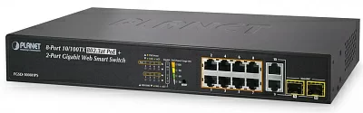 коммутатор PLANET 8-Port 10/100TX 802.3at High Power POE + 2-Port Gigabit TP/SFP Combo Managed Ethernet Switch (120W)