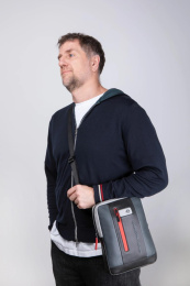 Сумка мужская Piquadro Urban CA1816UB00/GRN серая/черная натур.кожа