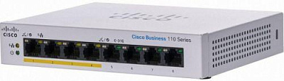 Коммутатор CISCO CBS110 Unmanaged 8-port GE, Partial PoE, Desktop, Ext PS (repl. for SG110D-08HP-EU)