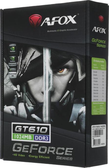 Видеокарта Afox PCI-E 3.0 AF610-1024D3L7-V6 NVIDIA GeForce GT 610 1Gb 64bit DDR3 810/1333 DVIx1 HDMIx1 CRTx1 HDCP Ret