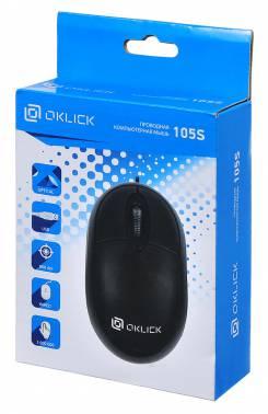 Мышь проводная Oklick 105S, оптическая, USB, 800dpi, черный [400941]