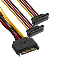 Кабель питания SATA ExeGate EX-CC-SATAM2F 15pin M/2x15pinF, угловые разъемы EX294796RUS
