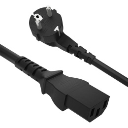 GCR Кабель питания PROF 1.0m, Евровилка угловая - С13, 3*1,0mm, черный, GCR-54375
