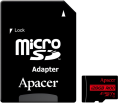 Карта памяти Apacer 128GB AP128GMCSX10UB-R + Adapter microSDXC, класс 10, UHS-I класс U1 , V10, A1, скорость чтения: 100МБ/с, с адаптером