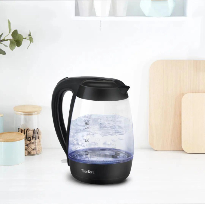 Чайник электрический Tefal KO450832 8010000465 1.7л. черный корпус: стекло/пластик 8010001400