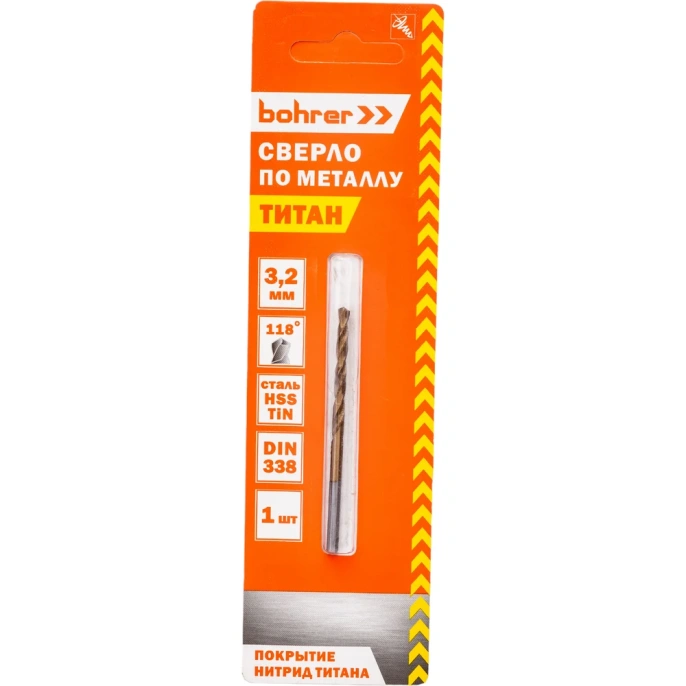 Сверло по металлу 1 шт; 3.2х36х65 мм; HSS-TiN; DIN 338 RN BOHRER 31570321
