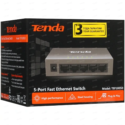 Tenda TEF1005D настольный коммутатор, 5 портов, Fast Ethernet