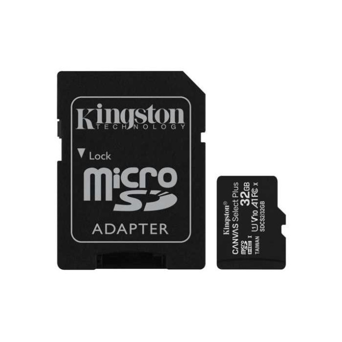 Карта памяти microSDHC UHS-I U1 Kingston Canvas Select Plus 32 ГБ, 100 МБ/с, Class 10, SDCS2/32GB, 1 шт., переходник SD