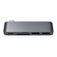 USB-хаб Satechi Type-C USB 3.0 Passthrough Hub для Macbook 12". Порты: 1x USB-C, 2 x USB 3.0, SD, microSD. Цвет серый космос. (ST-TCUPM)
