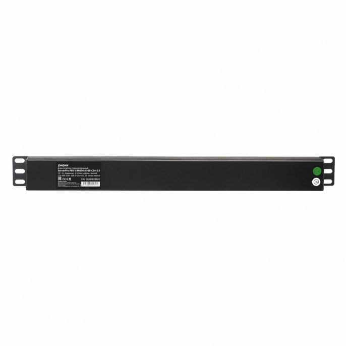 Блок розеток с кабелем с вилкой C14 ExeGate ServerPro PDU-19H604 Al-6S-C14-2.5CU 19", 1U, Алюминий, 6 Schuko, кабель с вилкой C14 VDE-250V-10A-3*1.0mm2, медь, 2.5 метра, индикатор питания, черный, RTL EX280829RUS