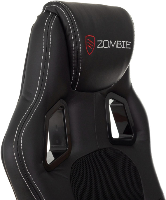 Кресло игровое ZOMBIE Arena, ткань/экокожа, до 120кг, черный (ZOMBIE ARENA BLACK)