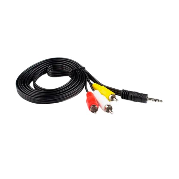 Кабель AUX GoPower Jack 3.5mm m -3xRCA m 1.0м ПВХ черный в пакете 1/200 00-00027487