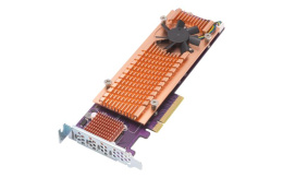 Плата расширения/ QNAP QM2-4P-384 Quad M.2 PCIe NVMe SSD expansion card; supports up to four M.2 2280 formfactor M.2 PCIe Gen3 x4 SSDs; PCIe Gen3 x8 host interface; Low-profile bracket pre-loaded, Low-profile flat and Full-height are bundled