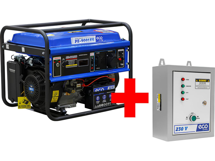Электростанция генератор бензиновый ECO PE-9001ES АКЦИЯ + Блок автоматики ECO PE-9001ESA2