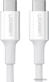 Кабель UGREEN US300-60551, Type C to Type C, 5A, PD 100W Fast Charge, скорость до 480 Мбит/с, не может передавать аудио и видео сигнал, силиконовый