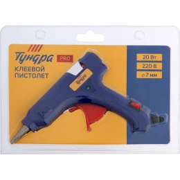 ТУНДРА Клеевой пистолет PRO, 20 Вт, 220 В, выключатель, индикатор, антикапля, 1.2 м, 7 мм ТУНДРА (5786) 7474547
