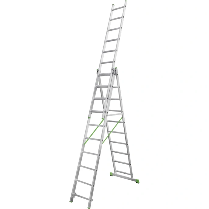 Алюминиевая трехсекционная лестница Новая Высота усиленная 3х10 ступеней 2230310