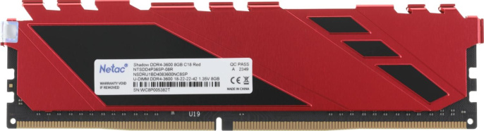 Оперативная память NETAC Shadow NTSDD4P36SP-08R DDR4 - 1x 8ГБ 3600МГц, DIMM, Red, Ret