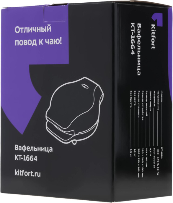 Вафельница KitFort КТ-1664,  черный