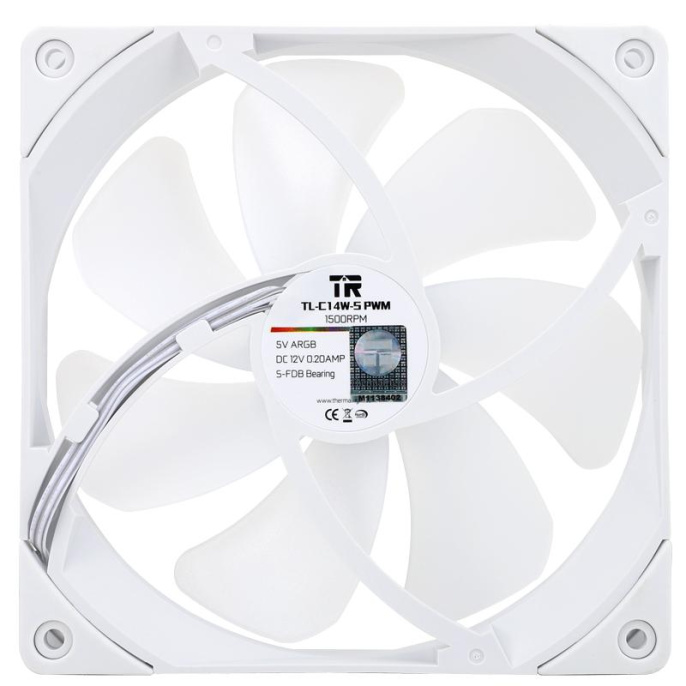 Кулер для корпуса/ Case Cooler Thermalright TL-C14W-Sx3 140x140x26mm, 4-pin PWM, ARGB, 74.3CFM, 26.6dBA, 1500RPM, White