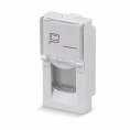 Rexant 03-0160 Вставка Mosaic 22,5x45, на 1 порт с прозрачной шторкой и увеличенным окном маркировки, белая