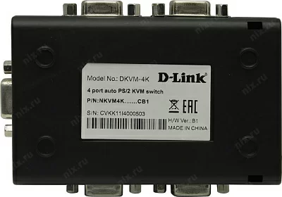 Переключатель D-Link на 4 компьютера (2 кабеля 1.8м) DKVM-4K