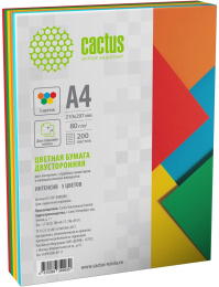 Бумага Cactus CS-CPC-A480200, A4, 200л, 80г/м2, радуга интенсив (5цветов)