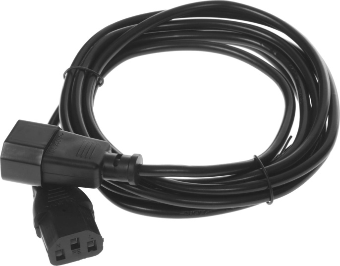 Кабель-удлинитель питания Buro IEC C13 (прямой) -  IEC C14 (прямой),  3x0.35 мм2,  3м,  пакет,  черный [an23-1008-3]
