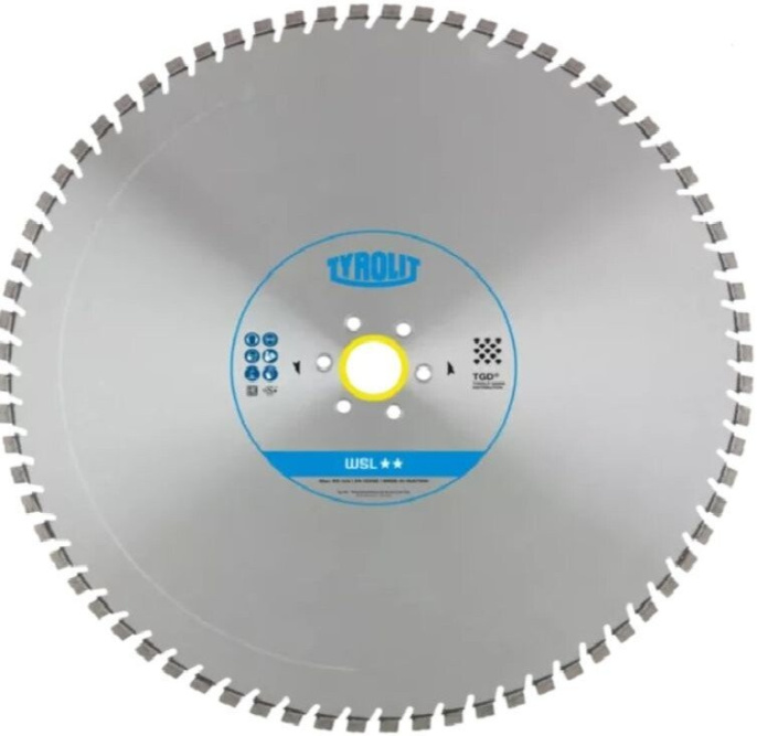 Алмазный круг Tyrolit TGD C7W 800x4.4x60 34359391 по железобетону, TGD -равноудаленные алмазы, крепление 12M255